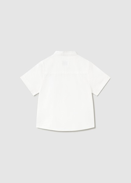 Πουκάμισο κοντομάνικο λινό γιακάς μαο - ΛΕΥΚΟ 9M