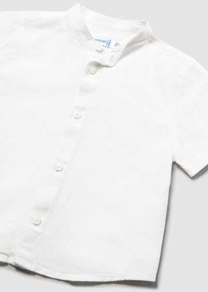 Πουκάμισο κοντομάνικο λινό γιακάς μαο - ΛΕΥΚΟ 9M