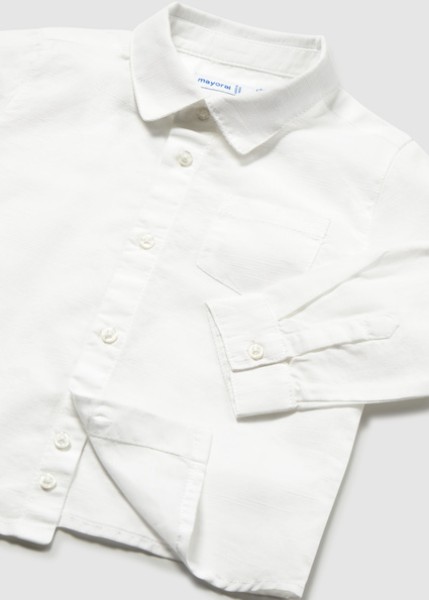 Πουκάμισο μακρυμάνικο λινό γιακάς - ΛΕΥΚΟ 12M