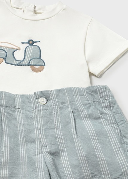 Σετ βερμούδα λινή απλικέ - ΠΕΤΡΟΛ 12M