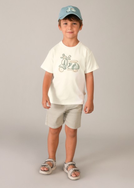 Μπλούζα κοντομάνικη κεντητή - ΚΡΕΜ 7Y