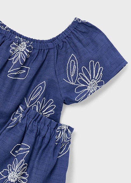 Σετ φούστα λινή σταμπωτή - ΜΠΛΕ 7Y