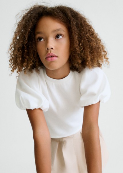 Μπλούζα κοντομάνικη κανάλε - ΕΚΡΟΥ 12Y