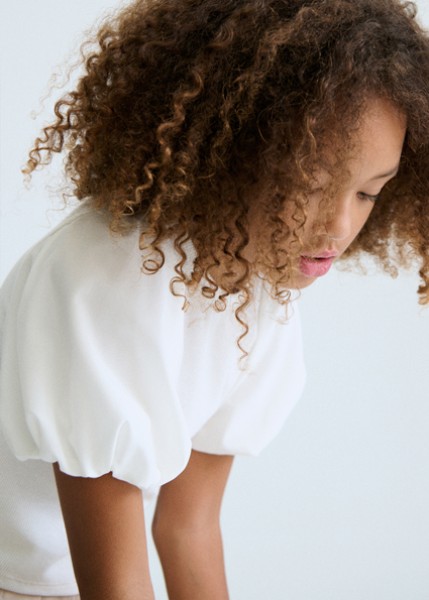 Μπλούζα κοντομάνικη κανάλε - ΕΚΡΟΥ 12Y