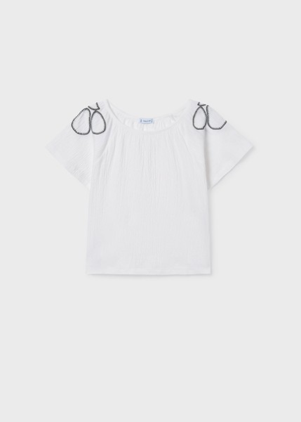 Μπλούζα κοντομάνικη γκοφρέ - ΕΚΡΟΥ 10Y