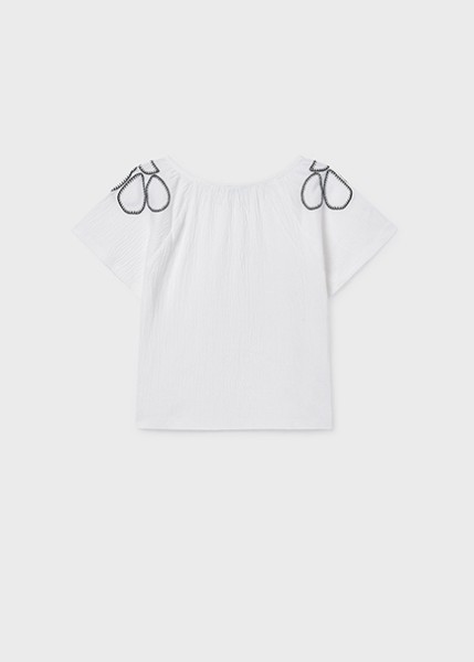 Μπλούζα κοντομάνικη γκοφρέ - ΕΚΡΟΥ 10Y