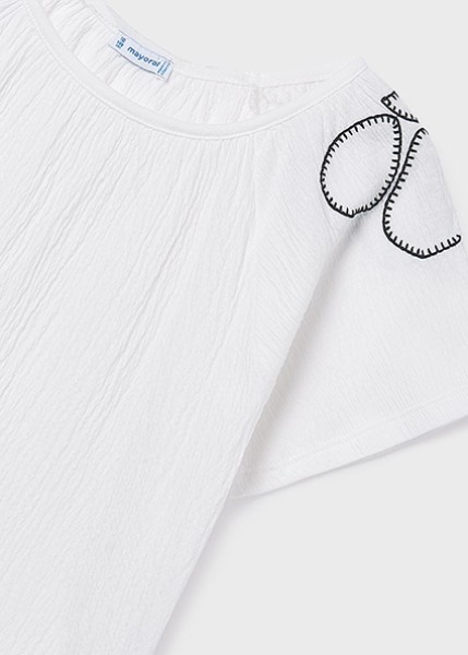 Μπλούζα κοντομάνικη γκοφρέ - ΕΚΡΟΥ 10Y