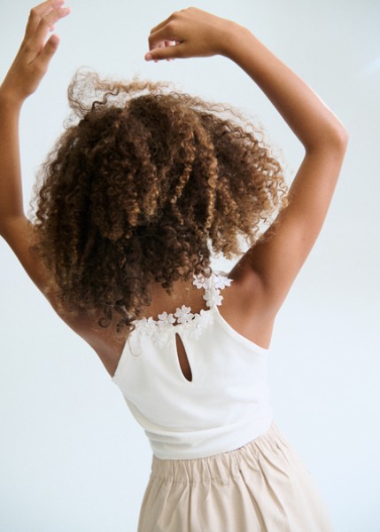 Μπλούζα τιράντες δαντέλα γκιπούρ - ΛΕΥΚΟ 16Y