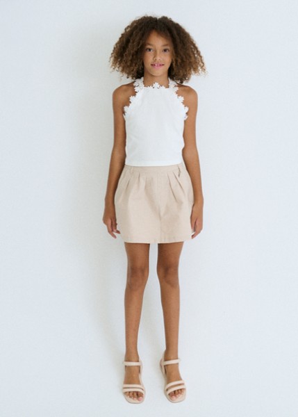 Μπλούζα τιράντες δαντέλα γκιπούρ - ΛΕΥΚΟ 16Y