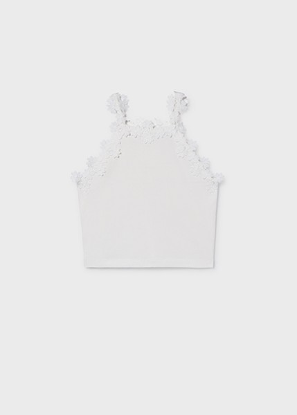 Μπλούζα τιράντες δαντέλα γκιπούρ - ΛΕΥΚΟ 16Y