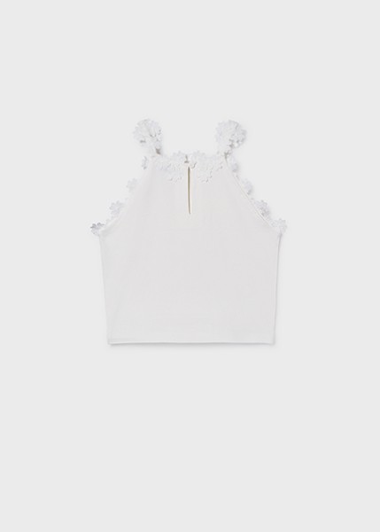 Μπλούζα τιράντες δαντέλα γκιπούρ - ΛΕΥΚΟ 16Y