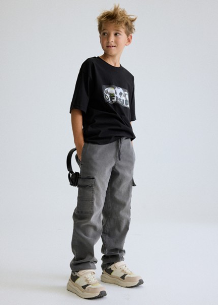 Μπλούζα κοντομάνικη στάμπα - ΜΑΥΡΟ 14Y