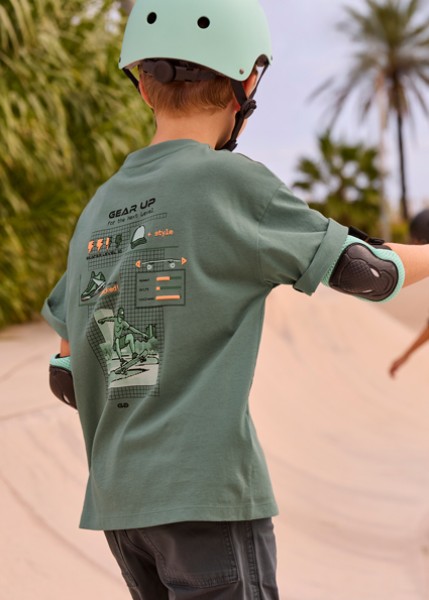 Μπλούζα κοντομάνικη πίσω στάμπα - ΠΡΑΣΙΝΟ 10Y