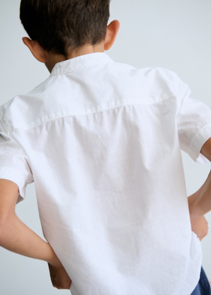 Πουκάμισο κοντομάνικο γιακάς μαο - ΛΕΥΚΟ 10Y