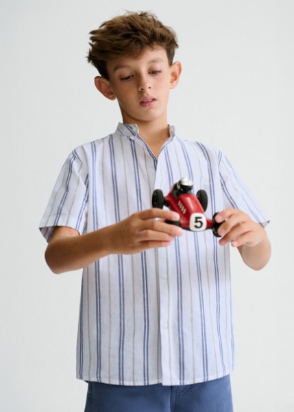 Πουκάμισο κοντομάνικο γιακάς μαο - ΜΠΛΕ 8Y