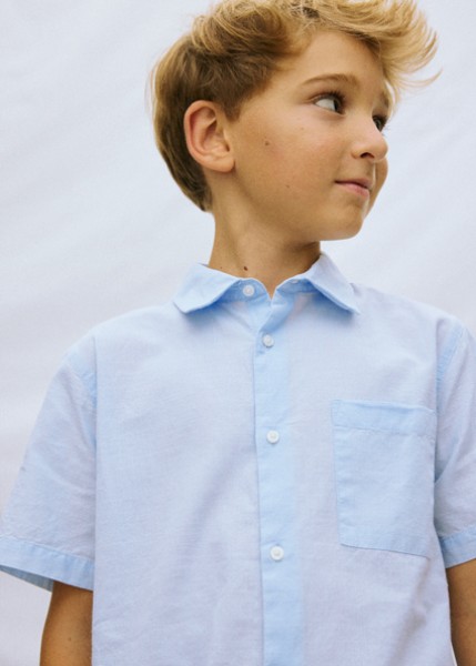 Πουκάμισο κοντομάνικο γιακάς - ΓΑΛΑΖΙΟ 10Y