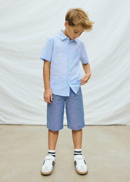 Πουκάμισο κοντομάνικο γιακάς - ΓΑΛΑΖΙΟ 10Y