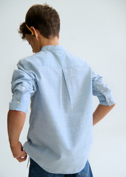 Πουκάμισο μακρυμάνικο  γιακάς μαο - ΓΑΛΑΖΙΟ 16Y