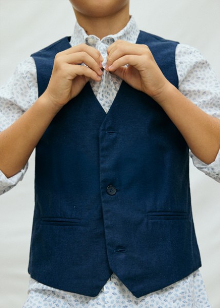 Γιλέκο λινό suiting - ΜΠΛΕ 16Y