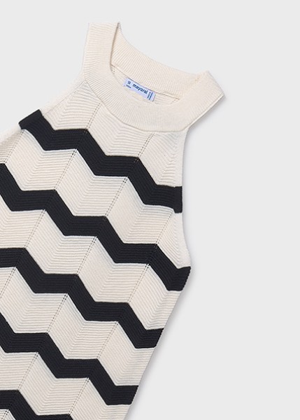 Φόρεμα πλεκτό ζιγκ ζαγκ - ΕΚΡΟΥ 8Y