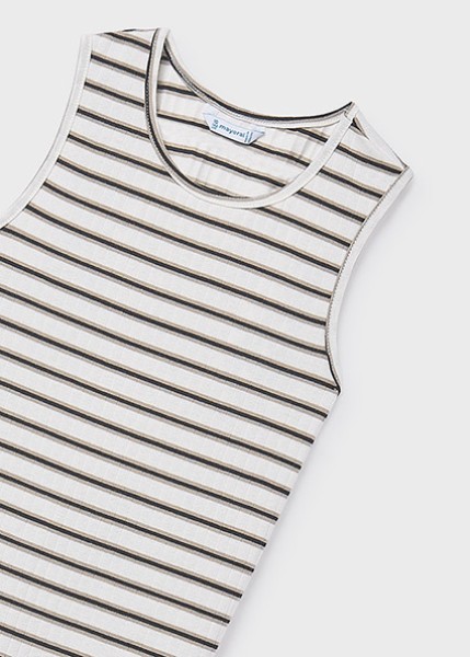 Φόρεμα  ριγέ midi - ΕΚΡΟΥ 16Y