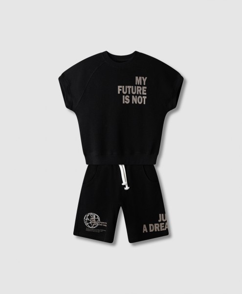 Σετ βερμούδα πικέ - ΜΑΥΡΟ 16Y