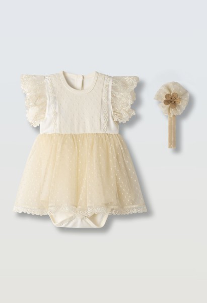 Φόρεμα δαντέλα - ΕΚΡΟΥ 9M