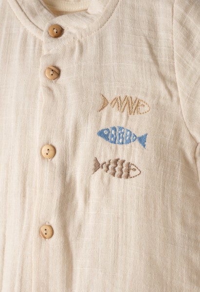 Σετ βερμούδα με καπέλο - ΕΚΡΟΥ 12M