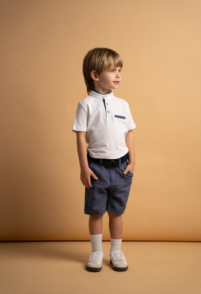 Σετ βερμούδα πουκάμισο μαο - ΛΕΥΚΟ 5Y