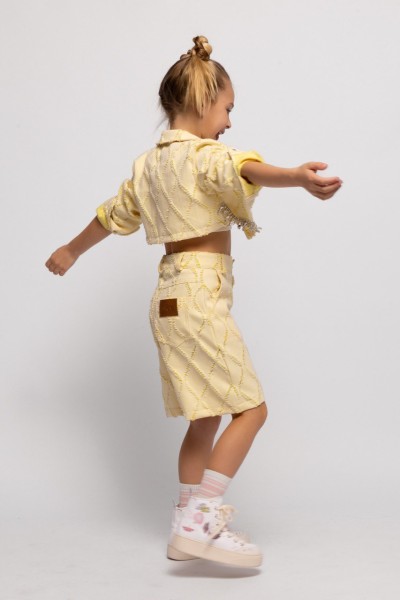 Τζάκετ με κρύσταλλα κίτρινο - ΚΙΤΡΙΝΟ 3/4Y