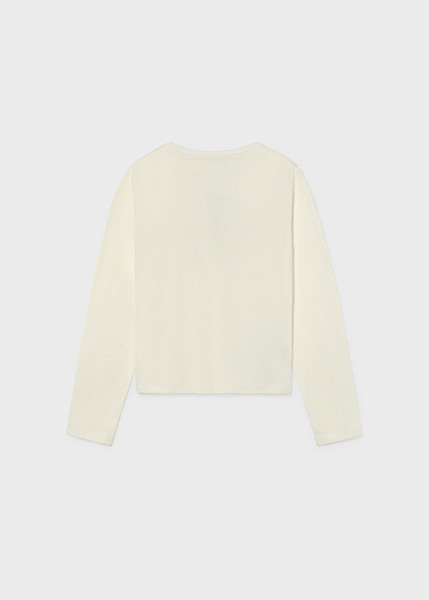 T-Shirt μακρυμάνικο basic - ΚΡΕΜ 8Y