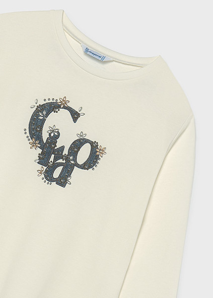 T-Shirt μακρυμάνικο basic - ΚΡΕΜ 8Y
