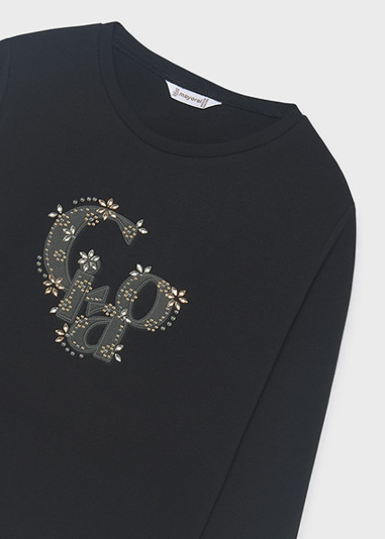 T-Shirt μακρυμάνικο basic - ΜΑΥΡΟ 16Y