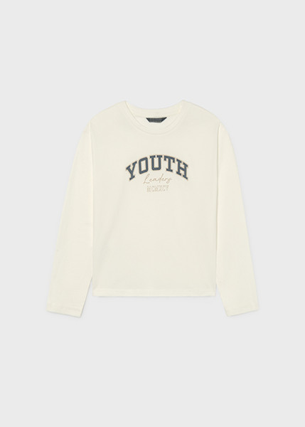 T-Shirt μακρυμάνικο basic - ΚΡΕΜ 8Y