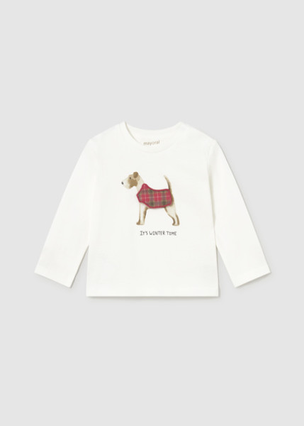 T-Shirt μακρυμάνικο απλικέ play - ΚΡΕΜ 18M