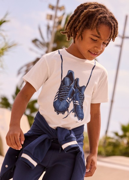 Μπλούζα κοντομάνικη παπούτσια - ΚΡΕΜ 8Y