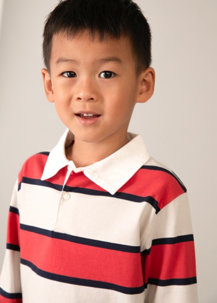 Πολο μακρυμάνικο ριγέ - ΚΟΚΚΙΝΟ 10Y