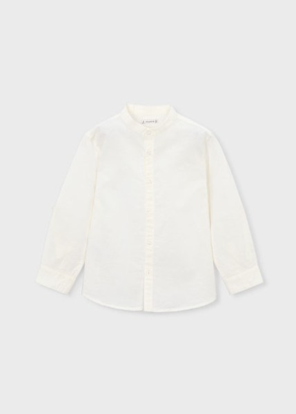Πουκάμισο μακρυμάνικο λινό γιακάς μαο - ΚΡΕΜ 3Y
