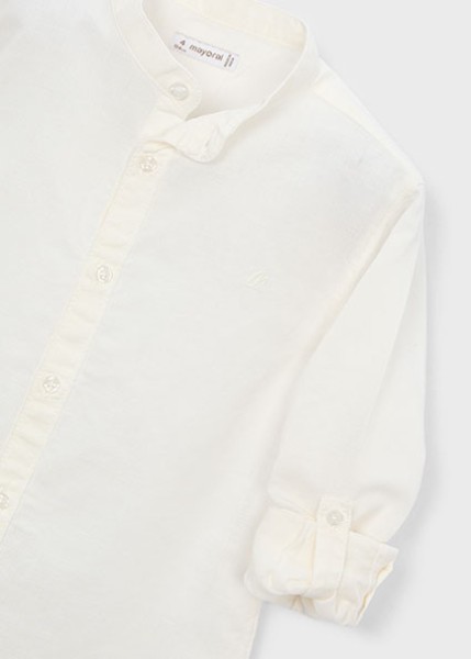 Πουκάμισο μακρυμάνικο λινό γιακάς μαο - ΚΡΕΜ 3Y