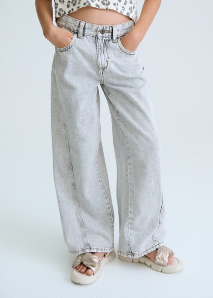 Παντελόνι μακρύ τζιν wide leg - ΓΚΡΙ 10Y