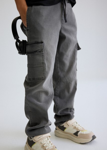 Παντελόνι denim jogger cargo - ΓΚΡΙ 10Y