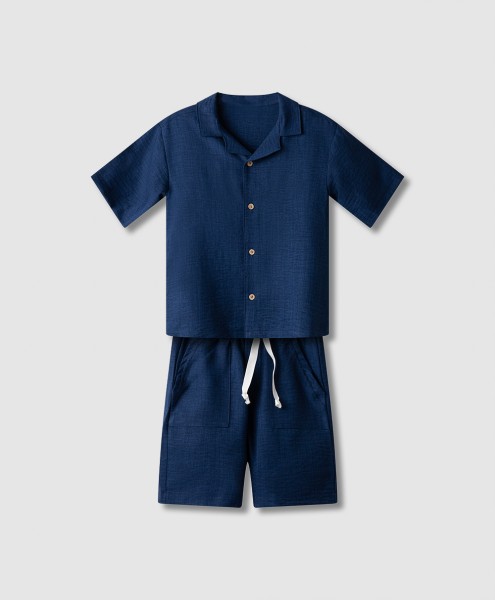 Σετ βεμούδα με πουκάμισο - ΜΠΛΕ 6Y