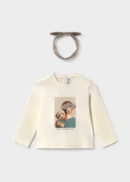 T-Shirt μακρυμάνικο με κορδέλα - ΕΚΡΟΥ 18M