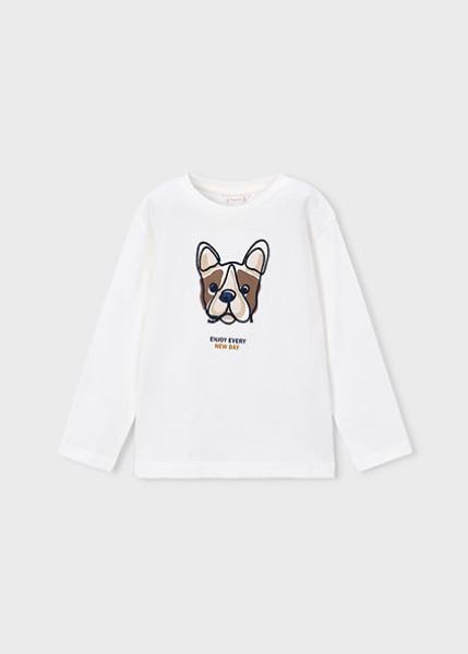T-Shirt μακρυμάνικο κεντητό - ΚΡΕΜ 5Y