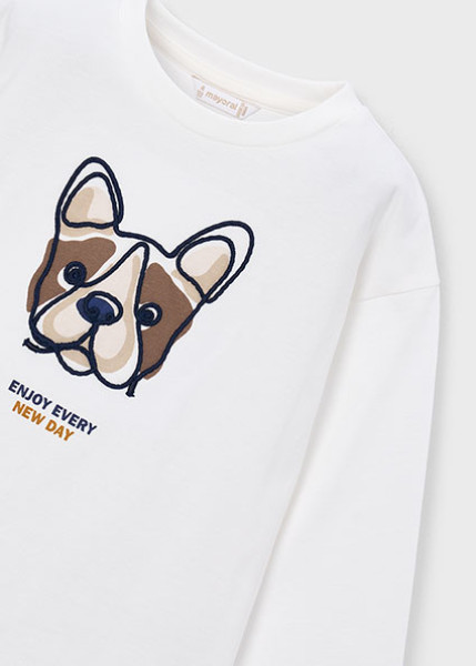 T-Shirt μακρυμάνικο κεντητό - ΚΡΕΜ 5Y