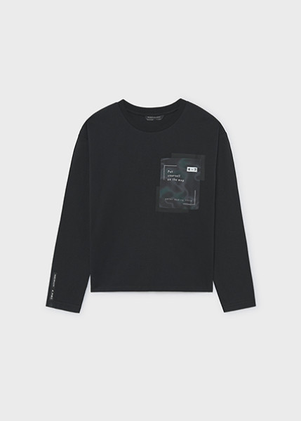 T-Shirt μακρυμάνικο τσέπη - ΑΝΘΡΑΚΙ 18Y