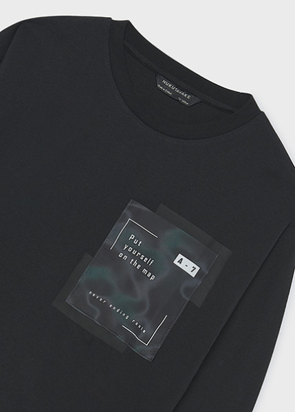 T-Shirt μακρυμάνικο τσέπη - ΑΝΘΡΑΚΙ 18Y