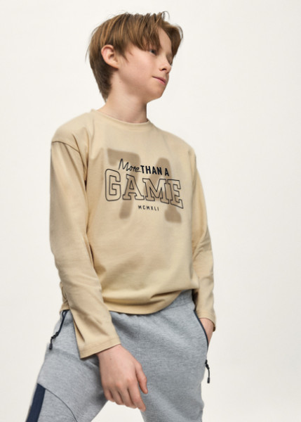 T-Shirt μακρυμάνικη τύπωμα πίσω - ΕΚΡΟΥ 18Y