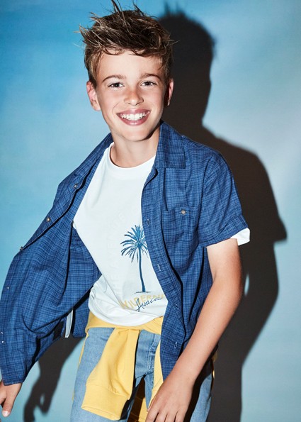 Πουκάμισο κοντομάνικο relaxed - ΜΠΛΕ 14Y