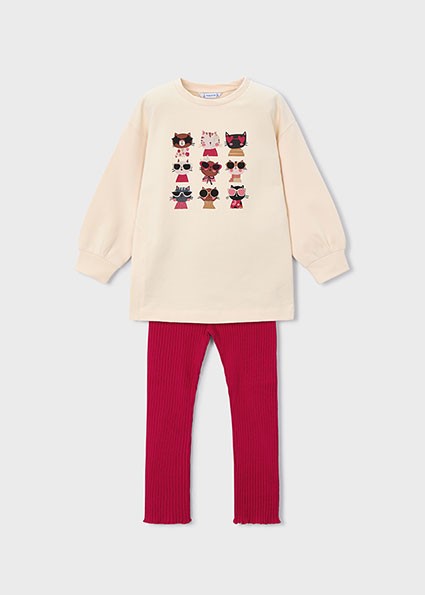 Σετ κολάν φούτερ διάτρητο - ΚΟΚΚΙΝΟ 4Y